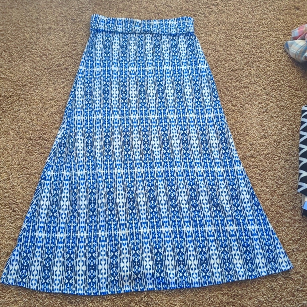 Royal Blue and White Maxi Skirt